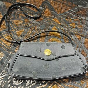 Vintage Scaasi Black Polkadot Crossbody Or Clutch Removable Strap
